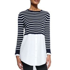 theory rymalia cashmere striped sweater shirt - xs